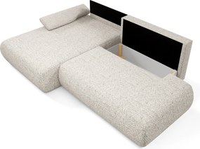 Masseno Narożnik DELTA z funkcją spania i pojemnikiem na pościel Narozniki L, Rozkładana sofa - Beżowy, PUENTE 06