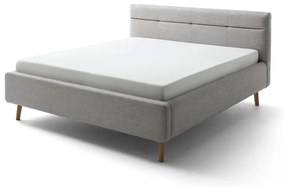 Szare tapicerowane łóżko dwuosobowe ze schowkiem i stelażem 180x200 cm Lotte – Meise Möbel