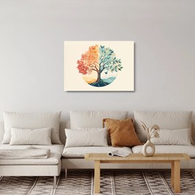 Obraz na szkle – Podwójne drzewo z motylem (70x50 cm)