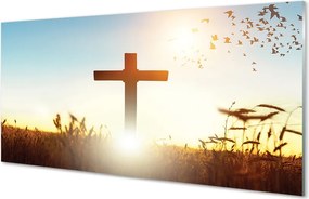 Szklany Panel Krzyż na Polu w Słońcu