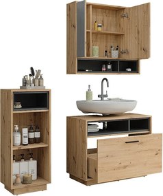 Zestaw mebli łazienkowych artisan dąb/antracyt 80x35x64 beatrice