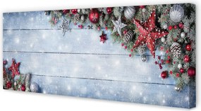 Obraz drukowany na płótnie Bombki, Szyszki i Deski