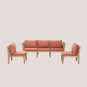 5-częściowa Modułowa Sofa Ogrodowa Z Podłokietnikami Z Drewna Akacjowego Filips Terracota - Sklum