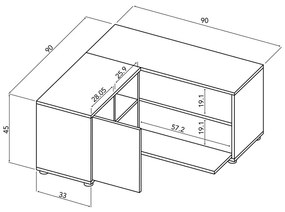 Biała szafka pod TV w dekorze dębu 90x45 cm Angle – TemaHome