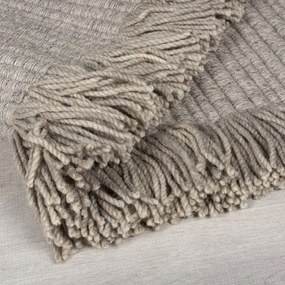 Szary dywan z mieszanki wełny tkany ręcznie 200x290 cm Rene Fringed Ribbed – Flair Rugs