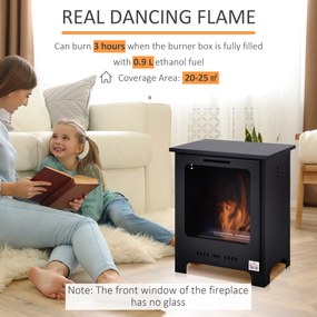 HOMCOM Kominek bioetanolowy 40x30x50cm - 3h ciepła, 20-25m², szkło hartowane, srebrny | Aosom PL