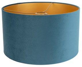 Aksamitny abażur niebieski 35/35/20 ze złotym wnętrzem klasyczny/Antyczny