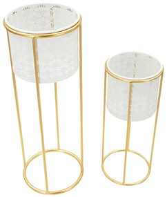 Metalowe kwietniki 2 szt. ø 17 cm (wysokość 46 cm) Whity – Mauro Ferretti