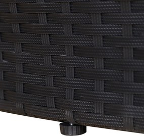 Rattanowa wyspa z daszkiem przeciwsłonecznym Stół krzesła Metalowe poduszki Kremowy komplet | Aosom PL