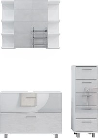 Zestaw mebli łazienkowych biały wysoki połysk 80x33x60 ilias