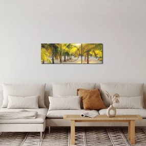 Obraz - Kobieta w palmach (z zegarem) (90x30 cm)