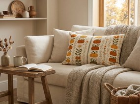 Flanelowa poszewka na poduszkę PUMPKIN LINES 50x70 cm, kolorowa
