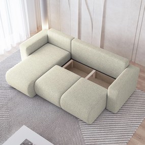 Masseno Narożnik RINOVA z funkcją spania i pojemnikiem na pościel Narozniki L, Rozkładana sofa - Kremowy, NEVE 02
