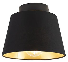 Lampa sufitowa z abażurem z bawełny czarna ze złotem 20 cm - Combi Black klasyczny/Antyczny Oswietlenie wewnetrzne