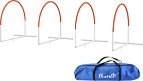 PawHut Zestaw do Agility dla Psów, 4-częściowy, w zestawie torba, Plastik, 89x69x99 cm, Biały+Pomarańczowy