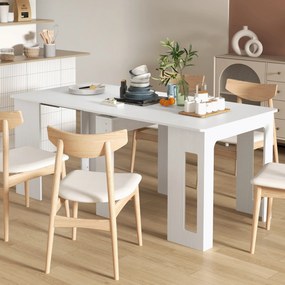 HOMCOM Stół jadalniany, składany stół, rozkładany stół kuchenny, stół jadalniany, płyta wiórowa, 60-180 x 85 x 75 cm, Biały