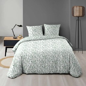 Biało-zielona pościel dwuosobowa z mikrowłókna 240x220 cm Sequoia – douceur d'intérieur