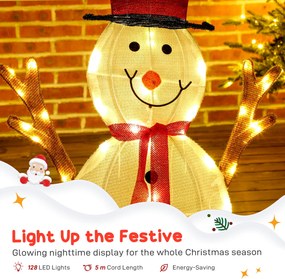 Outsunny 3-częściowa świąteczna dekoracja bałwanków, oświetlenie LED, kołki gruntowe, wodoodporna, stal, poliester, biały | Aosom PL