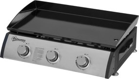 Outsunny Grill Gazowy z 3 Palnikami, Wężem, Antyadhezyjną Płytą Grillową, Stal Nierdzewna, Kolor: Srebrny, 63 x 48 x 21 cm