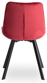 Zestaw Stół Okrągły Rozkładany HARRY 102-142 cm Czarny i 4 Krzesła Tapicerowane RICK Bordowe Nowoczesne Loft