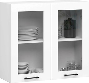 Szafka kuchenna wisząca witryna AKORD OLIWIA W80 H720 Biała 80 cm 2 drzwi kolor Biały mat 2 półki 80x30,5x72 cm
