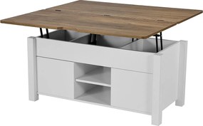 Stolik RTV SucceBuy z Prostokątnym Blatem Podnoszonym, 100 x 50 x 48.5 cm, Stół do Salonu z Drzwiami Stodolowymi i Ukrytą Komorą Przechow awczą