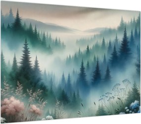 Obraz na szkle - Leśny krajObraz na szkle z mgłą (70x50 cm)
