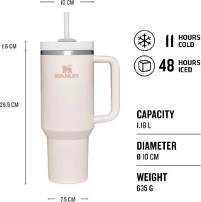 Różowy termos ze słomką ze stali nierdzewnej 1,18 l Quencher H2.0 FlowState Tumbler Cherry Blossom – Stanley