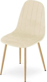 Jasnobeżowe metalowe krzesło tapicerowane welurem T3-H36