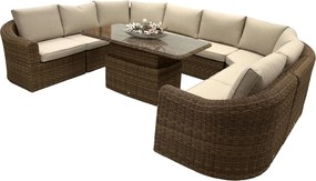 Rattanowy zestaw do jadalni modułowy BORNEO LUXURY dla 9 osób (brązowy)