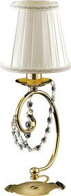 Lampa stołowa Magda 1-light z żelaza w kolorze złotym z abażurem H.27 Ø13 BL146-LT-OR-PAR