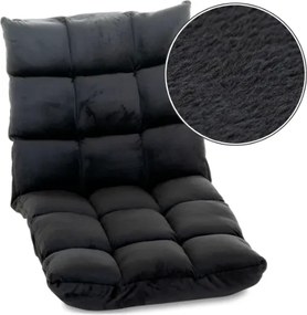 Czarny fotel podłogowy Relax Lounger, welur, 5 pozycji