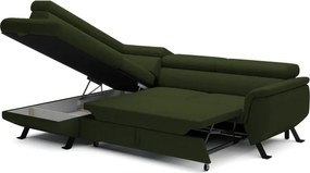 Narożnik RAVEN L Lewostronny wolnostojący z funkcją spania tkanina ARAGON 39 Ciemno Zielony WERSAL