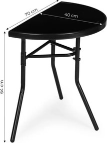 Szklany stolik boczny Torello 090, przyścienny, na balkon, czarny