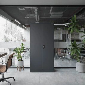 Biurowa szafa metalowa na akta JAN, 900 x 1850 x 400 mm, antracytowa