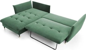 Narożnik GLAM Lewostronny z funkcją spania, zestaw z poduszkami wolnostojący tkanina RIVIERA 38 Zielony DOMO HOME