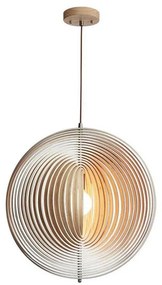 Drewniana lampa wisząca na przewodzie 1xE27/60W/230V, średnica 50 cm, lite drewno/fornir/kauczukowiec