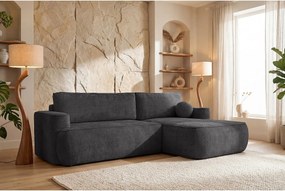 Narożnik Moon, do salonu, z funkcją spania, Flow, prawy, antracyt (21)