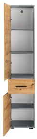 Wysoka wąska szafka łazienkowa w dekorze dębu 180x35 cm Malika – Støraa