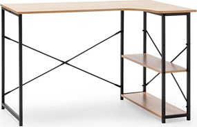 Biurko Colummn Bureau Juani w kolorze czarnym, 2 półki, styl industrialny, długość 120 cm.