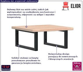 Naturalne drewno półka czarne uchwyty 50x50 - Bafo