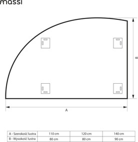Lustro półokrągłe z podświetleniem MOON Cut LED | Różne rozmiary | Różne kolory : Kolor tafli szkła - Srebrny, Rozmiar - 110x80 cm