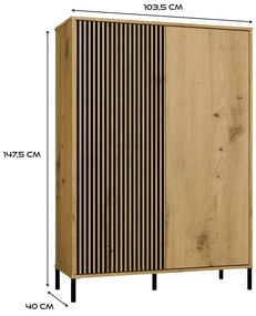 Nowoczesna komoda z lamelami na nóżkach dąb artisan - Valdi 4X