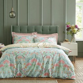 Żółto-zielona bawełniana pościel dwuosobowa 230x220 cm Art Deco Hydrangea – RHS