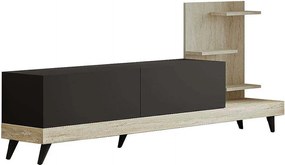 Stolik pod TV – 180 cm x 82 cm – Antracyt i trawertyn – płyta wiórowa