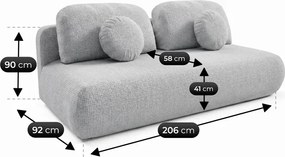 Sofa BASE Rozkładana Dwuosobowa Szara Szenil Nowoczesna