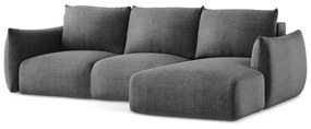 Ciemnoszary rozkładany narożnik (prawostronny/z szezlongiem) Leila – Makamii