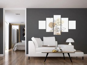 Obraz - Beżowe kwiaty z motylem N⁰1 (125x70 cm)