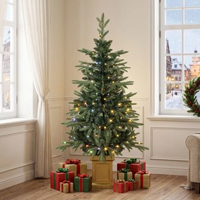 HOMCOM Sztuczna choinka, 120 cm, 110 LED, 147 końcówek, 2 kolory światła, pilot | Aosom PL