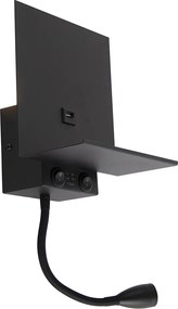 Inteligentna lampa ścienna czarna z USB i ramieniem giętkim w tym Wifi G9 - Flero